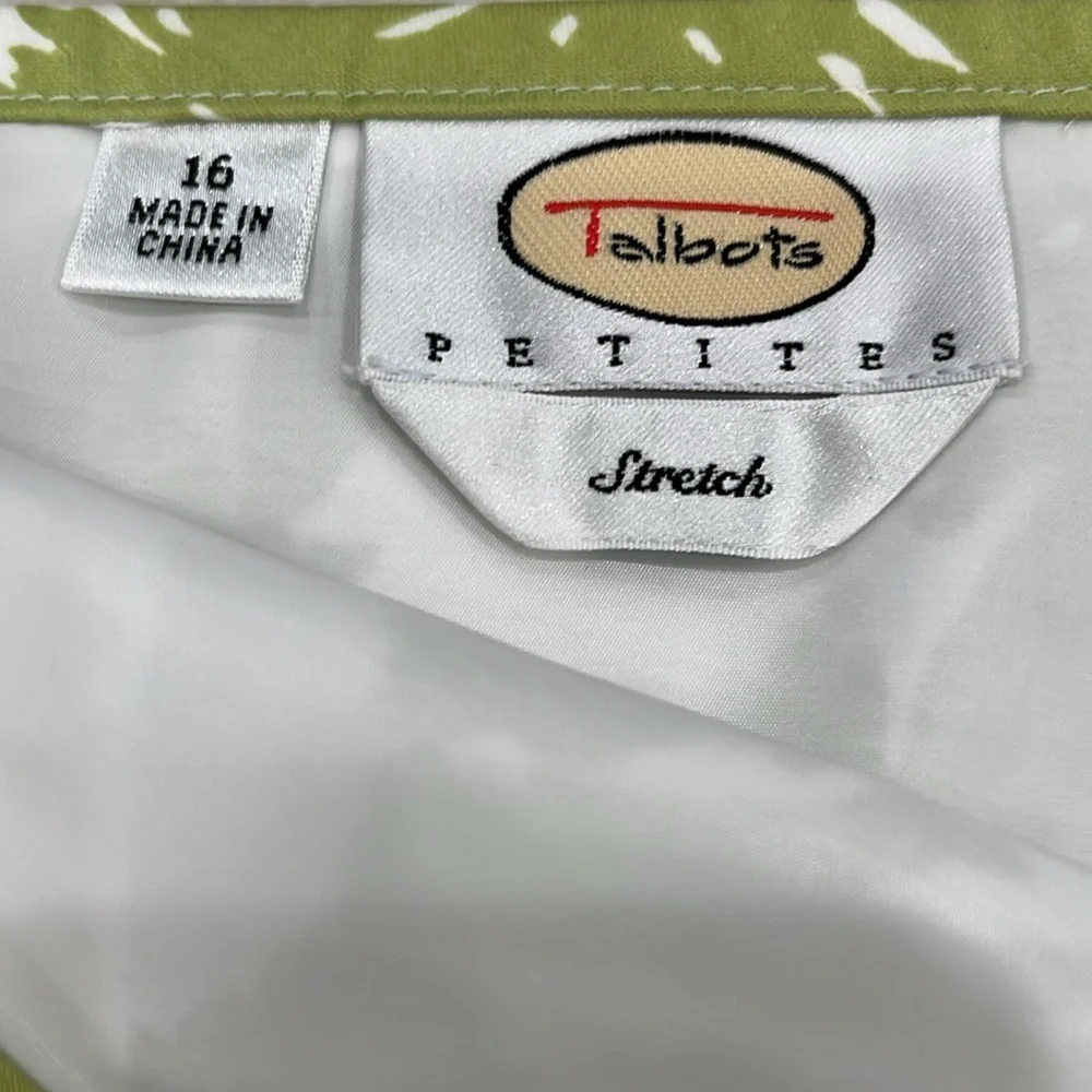 Talbots‎ | Spring Green Splatter Daisy Floral Cotton Pencil Skirt | Size 16
